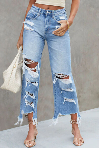 Sammi Raw Hem Jeans with Pockets