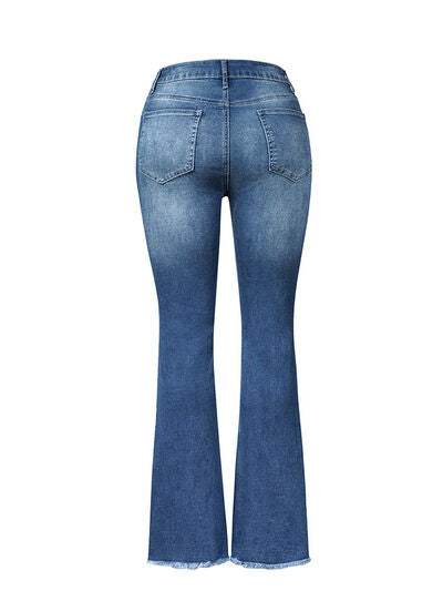 Texas Distressed Raw Hem Bootcut Jeans