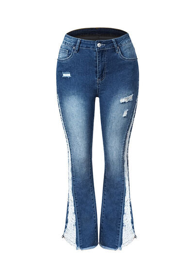 Texas Distressed Raw Hem Bootcut Jeans