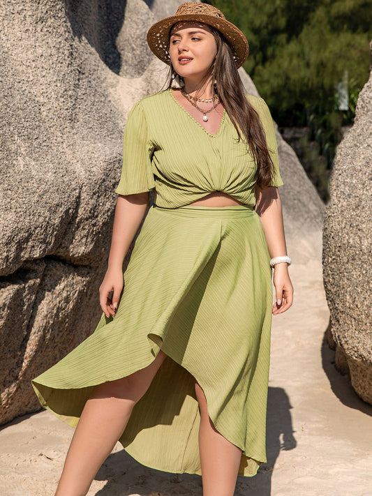 Jillian Plus Size High-Low Skirt Set