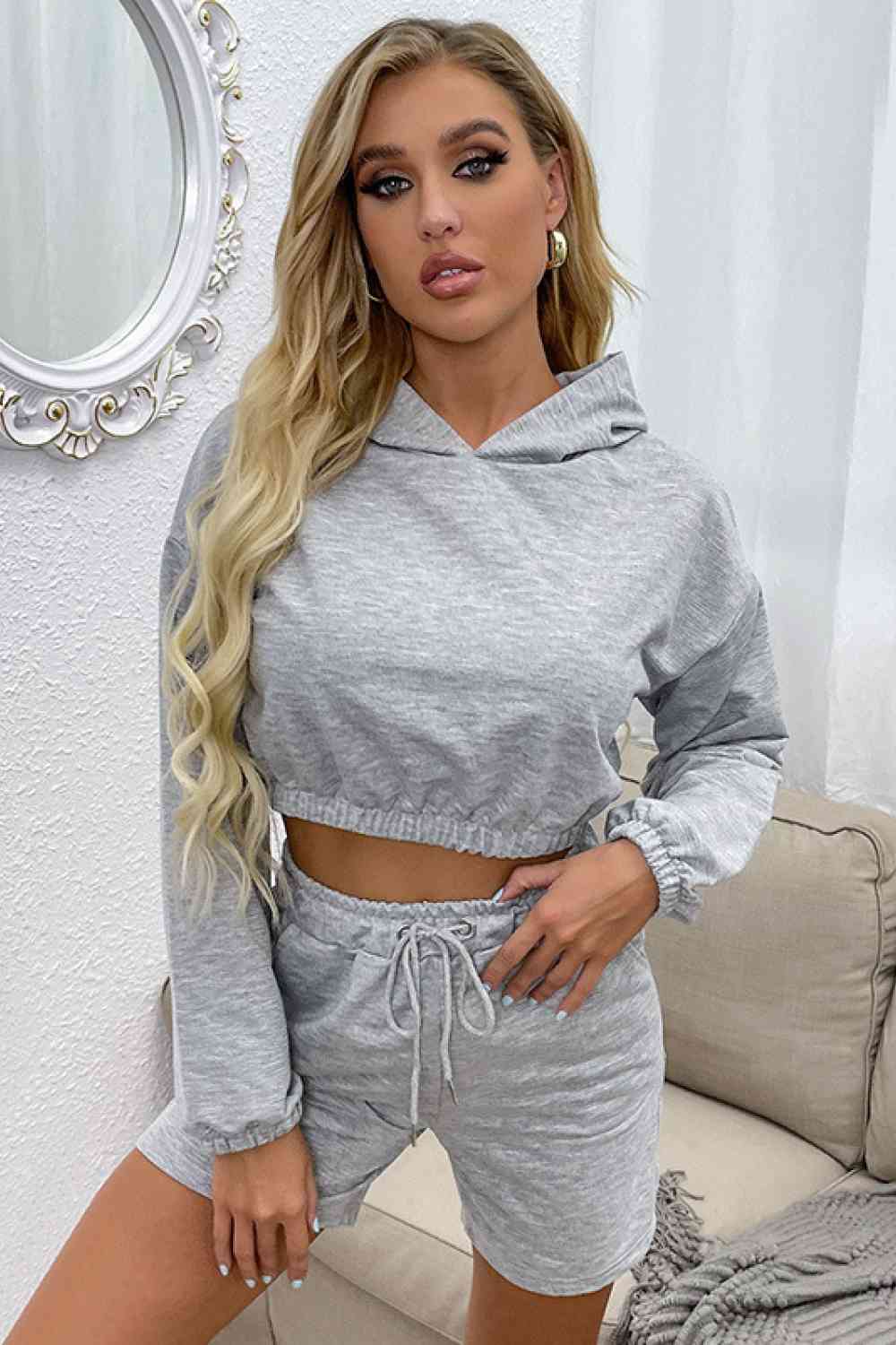 Becca Crop Hoodie Shorts Set