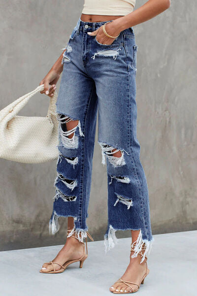 Sammi Raw Hem Jeans with Pockets