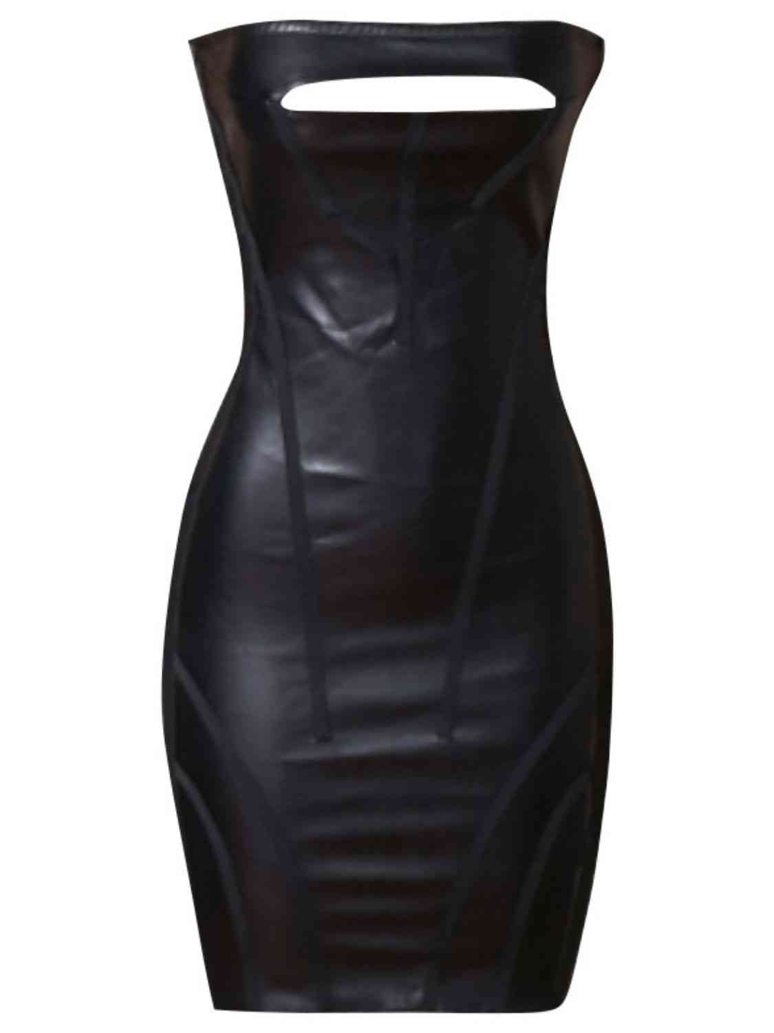 Desi Faux Leather Bandage Dress