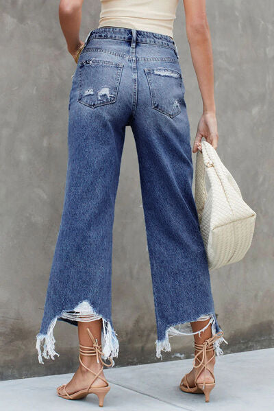 Sammi Raw Hem Jeans with Pockets