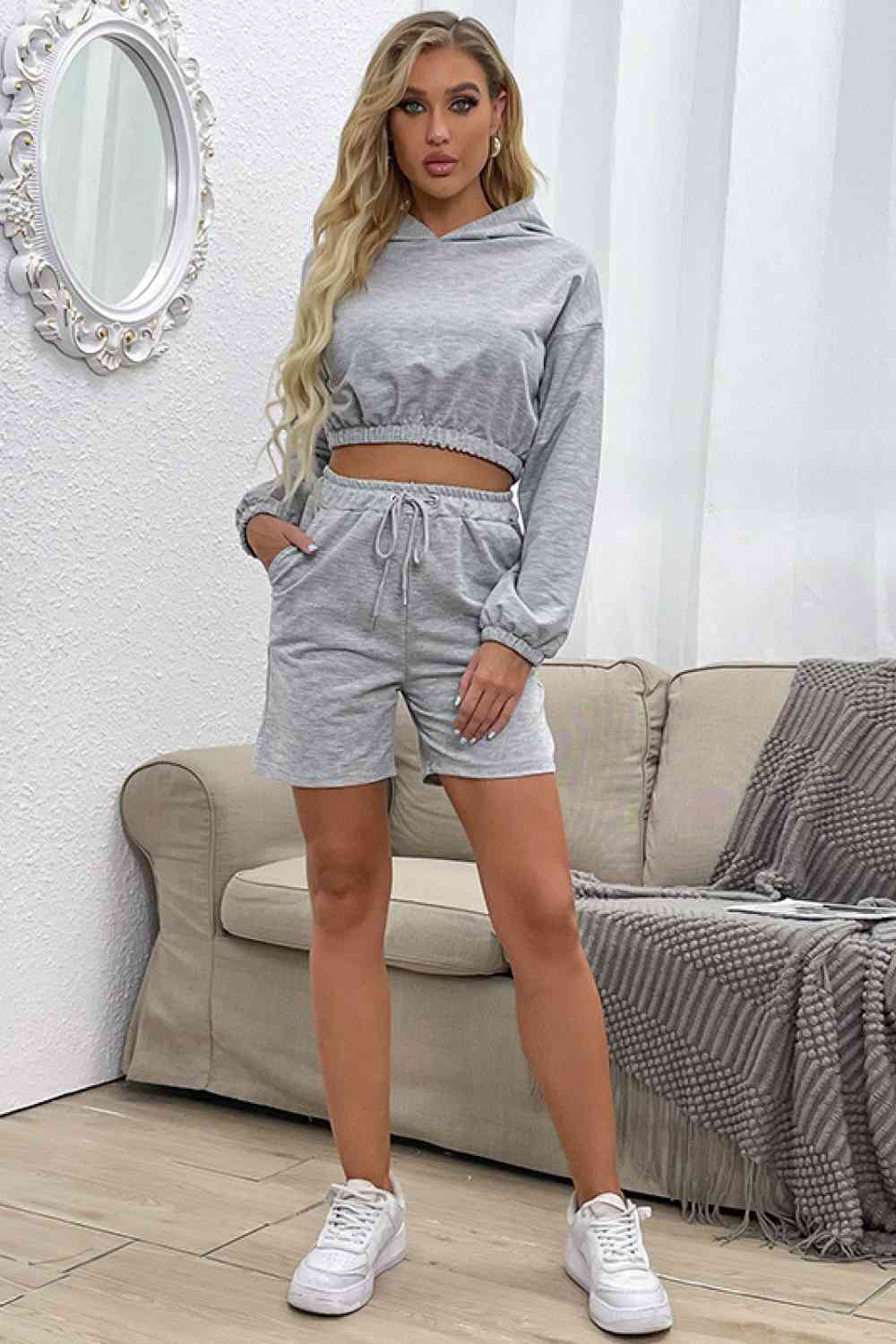 Becca Crop Hoodie Shorts Set